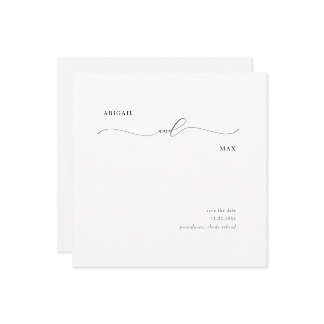 Elegant Square Swash Wedding Save the Date (Front/Back In Situ)