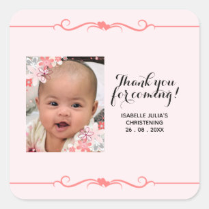Elegant Square THANK YOU FOR COMING! Christening Sticker