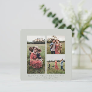 Elegant Square Triple Photo Happy Thanksgiving Card