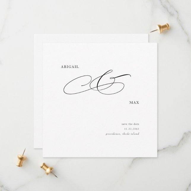 Elegant Square Wedding Save the Date (Front/Back In Situ)