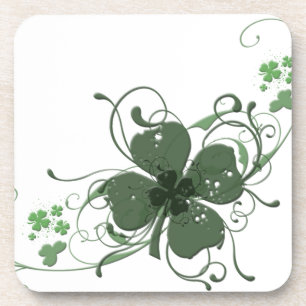 Elegant St. Patrick's Day Shamrock Design Art Coaster