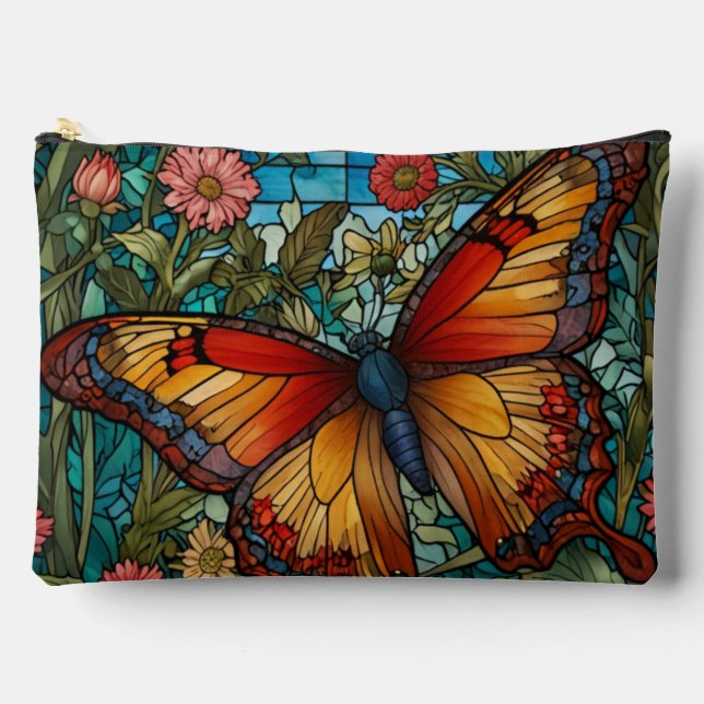 Elegant stain glass butterfly garden accessory pouch (Front)