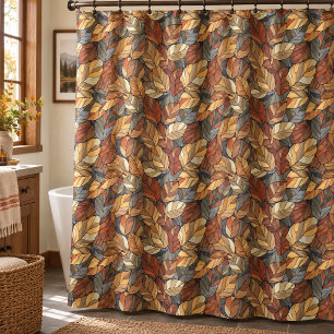 Elegant Stained Glass Fall Leaves - Rustic Autumn