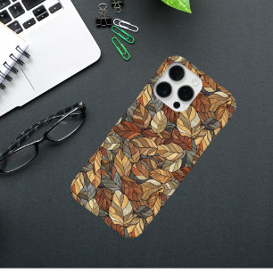 Elegant Stained Glass Fall Leaves - Rustic Autumn iPhone 16 Pro Max Case