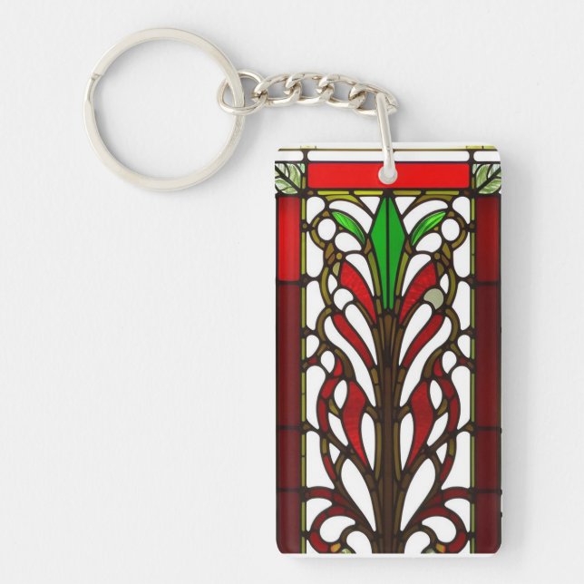 Elegant Stained Glass Panel  Keychain (Front)