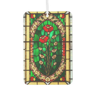 Elegant Stained Glass Red Flower Air Freshener