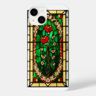 Elegant Stained Glass Red Flower Case-Mate iPhone 14 Case