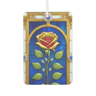 Elegant Stained Glass Window With Golden Rose Air Freshener