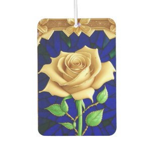 Elegant Stained Glass Window With Golden Rose Air Freshener