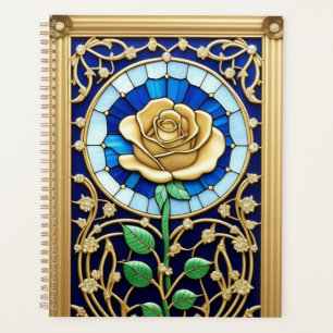 Elegant Stained Glass Window With Golden Rose Planner