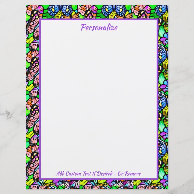 Elegant Stained GlassColorful Butterfly Pattern (Front)