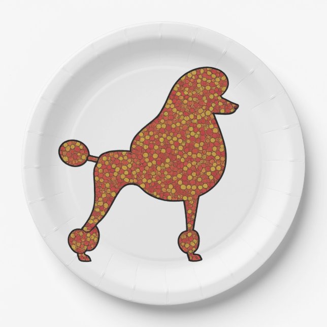 Elegant Standard Poodle Silhouette Party Paper Plate (Front)