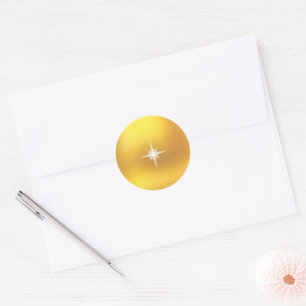 Elegant Star on Golden Classic Round Sticker