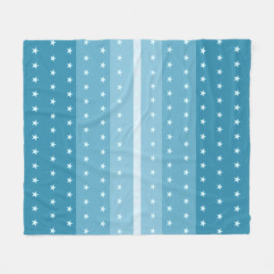Elegant Star Pattern on Blue Stripes Fleece Blanket