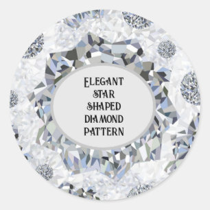 Elegant star shaped  diamond pattern classic round sticker