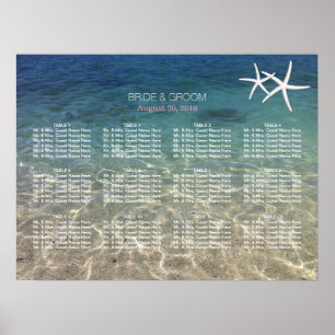 Elegant Starfish Blue Beach Wedding Seating Chart