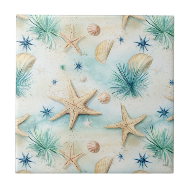 Elegant Starfish - Coastal Decor, Ocean Inspired Tile (Front)