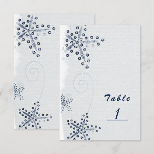Elegant Starfish & Sequins Blue Beach Table Number