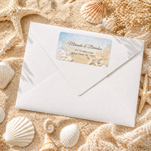 Elegant Starfish Shells Beach Wedding Address Label