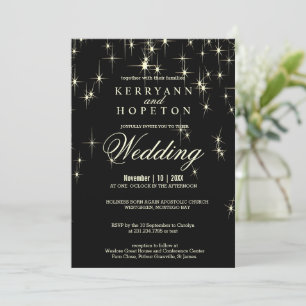 Elegant Starlight in a Black and Gold Invitation