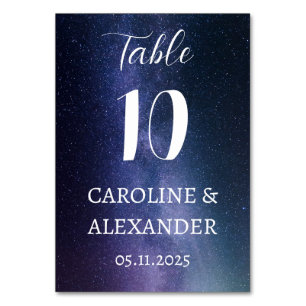 Elegant Starry Night Constellation Galaxy Modern Table Number