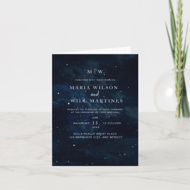 Elegant Starry night Wedding invitation Modern  (Front)