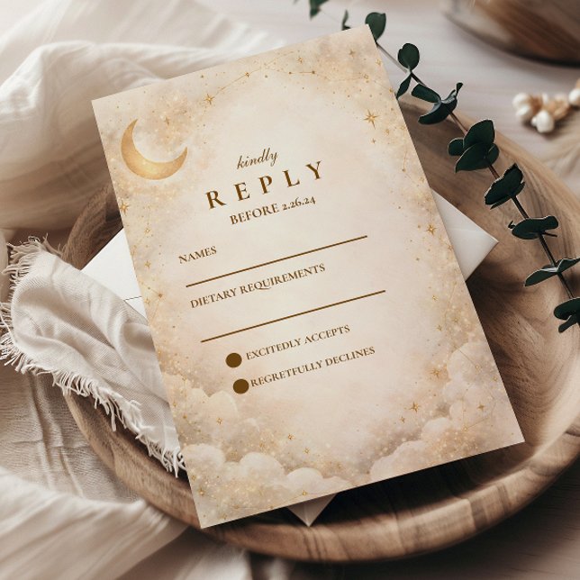 Elegant Starry Night Wedding RSVP Card (Creator Uploaded)