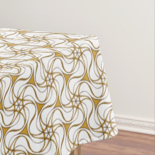 Elegant Starry Pattern Modern Yellow Ochre White Tablecloth