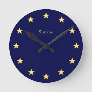 Elegant Stars on Navy Blue Round Clock