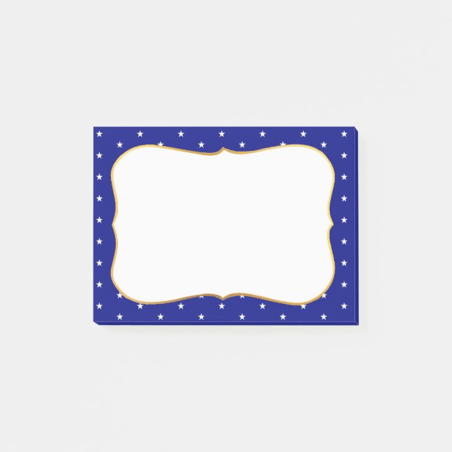 Elegant Stars on Royal Blue Post-it Notes (Front)