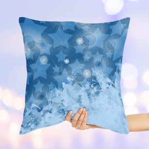 Elegant Stars pattern Classic Blue Modern Throw Pillow