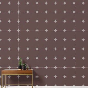 Elegant Stars silver Bown Dark Auburn Tile Pattern Wallpaper