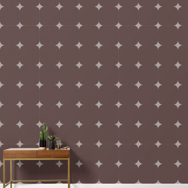 Elegant Stars silver Bown Dark Auburn Tile Pattern Wallpaper (Hallway)