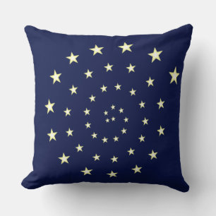 Elegant Stars Spiral on Navy Blue Throw Pillow