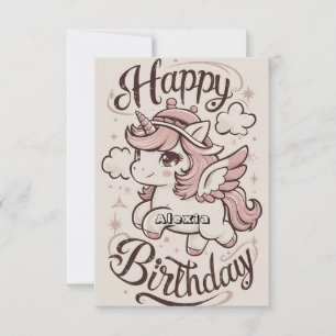 Elegant Stars Unicorn Birthday Card