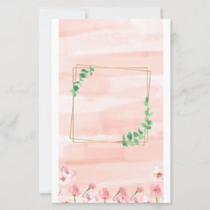 Elegant stationery with cherry blossoms and hearts