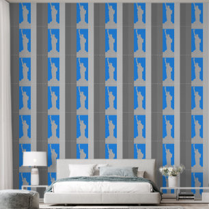 Elegant Statue of Liberty Art Modern Grey Stripes Wallpaper