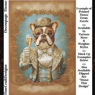 Elegant Steampunk Bulldog Champagne FR8L Decoupage Tissue Paper