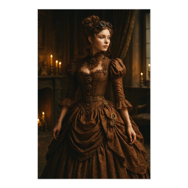 Elegant Steampunk Victorian Lady in Brown  Photo Print (Front)