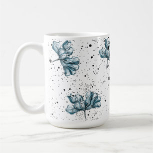 Elegant steel blue Floral design Coffee Mug