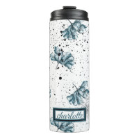 Elegant steel blue Floral Monogram
