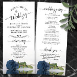 Elegant Steel Blue Rose Simple Romantic Wedding Program<br><div class="desc">This beautiful wedding program features an elegant design with a single long stemmed dusty steel blue or blue grey coloured rose lying on its side reflecting in water. The titles are written in fancy script calligraphy, and there is space for your ceremony and wedding party details, as well as a...</div>