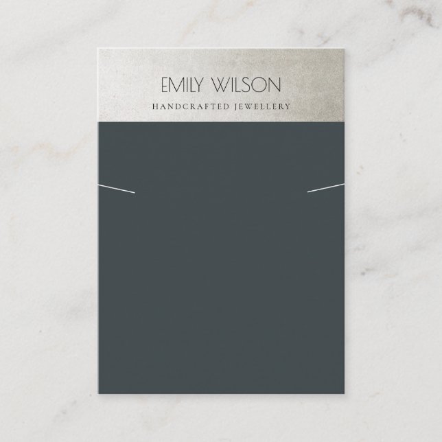 ELEGANT STEEL GREY SILVER BLACK NECKLACE DISPLAY BUSINESS CARD (Front)
