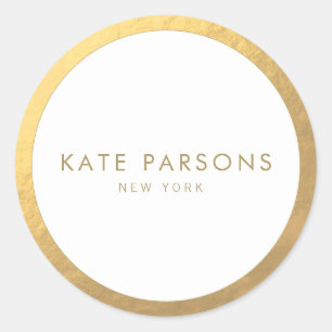 Élégant Sticker Arrondi Bordure Or Classique