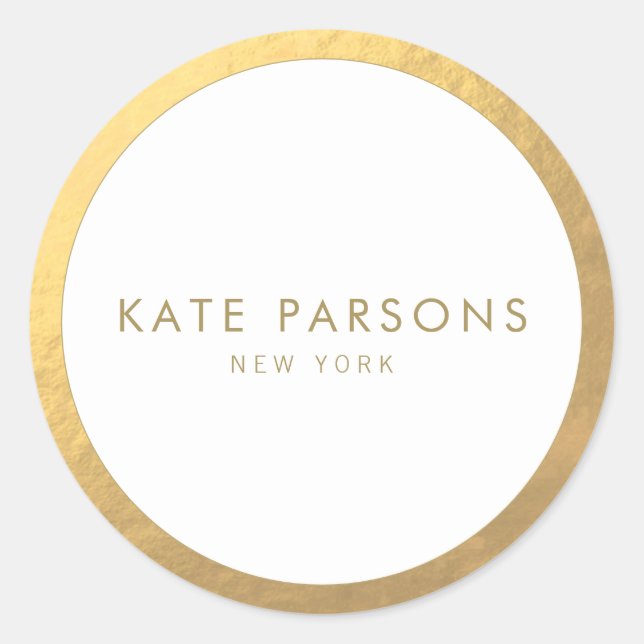 Élégant Sticker Arrondi Bordure Or Classique (Devant)