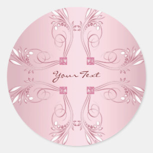 Élégant Sticker Classic Rond Rose Décoratif