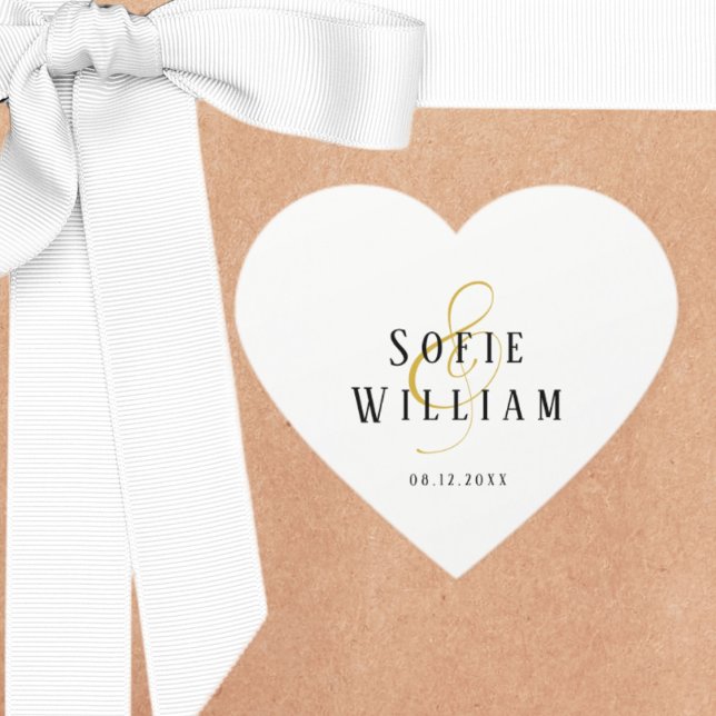 Élégant Sticker de date simple Mariage Noms (Créateur téléchargé)