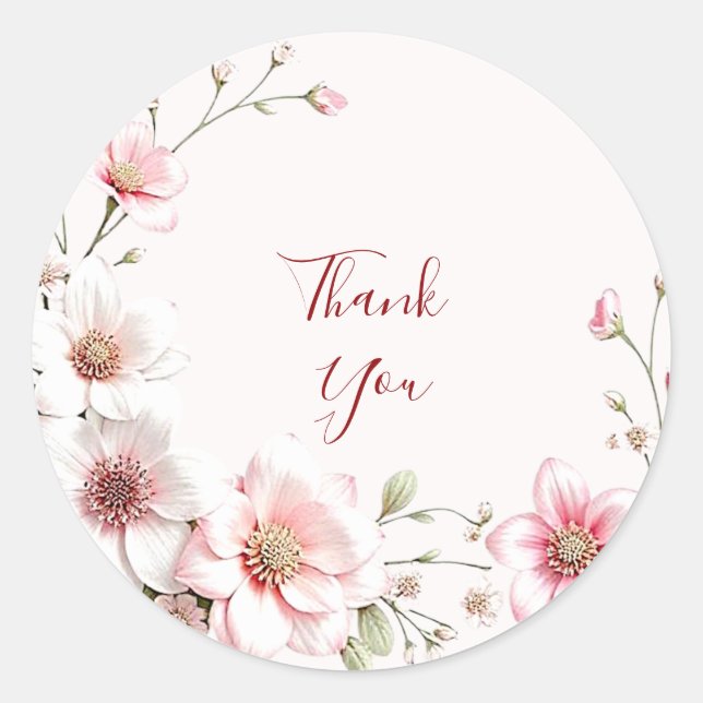 Élégant Sticker Floral Blanc Rose (Devant)
