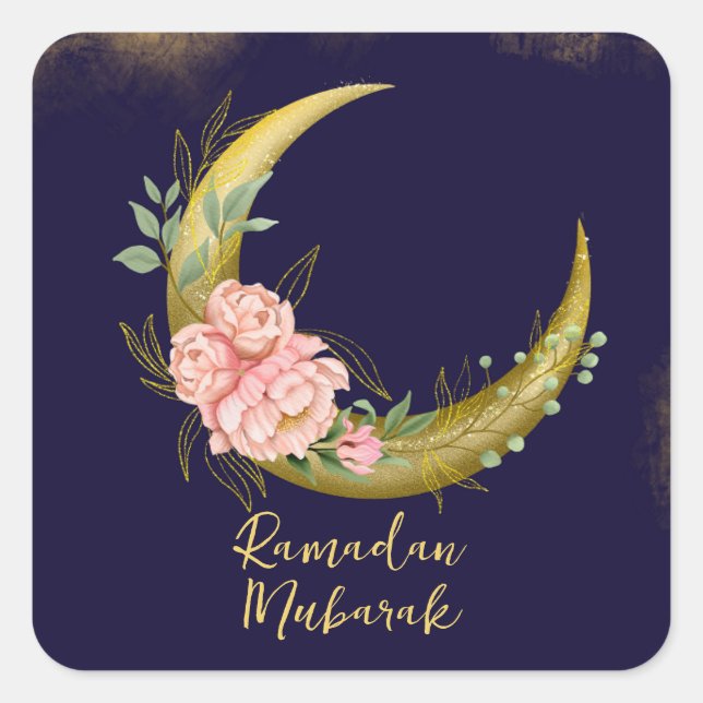 Élégant Sticker Floral Moon Ramadan Moubarak (Devant)