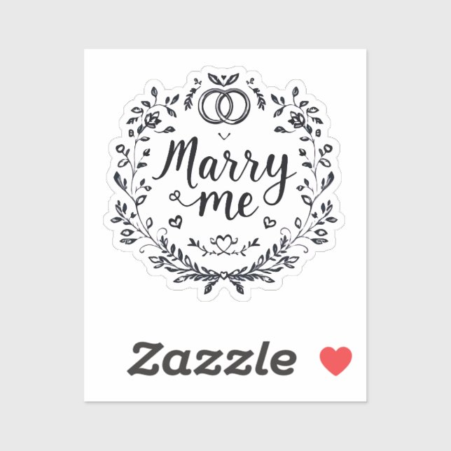 Élégant Sticker Mariage Coeur "Marry Me" 💍 ✨ 👰 (Feuille)